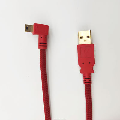 Đỏ tùy chỉnh USB 2.0 USB A Nam đến góc phải Mini cáp USB sạc nhanh